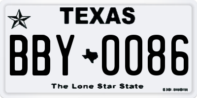 TX license plate BBY0086