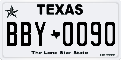 TX license plate BBY0090