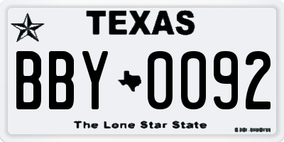 TX license plate BBY0092