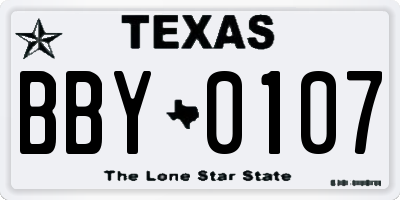 TX license plate BBY0107
