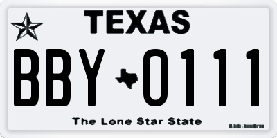 TX license plate BBY0111