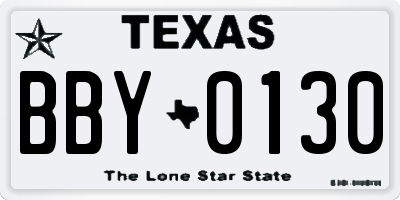 TX license plate BBY0130