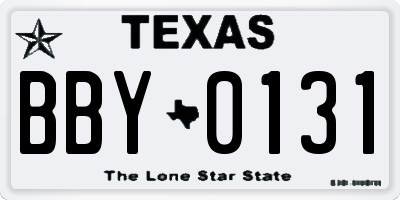 TX license plate BBY0131