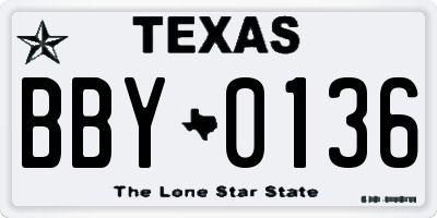TX license plate BBY0136