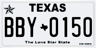 TX license plate BBY0150