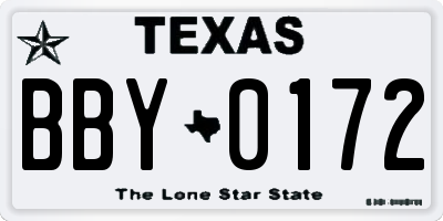 TX license plate BBY0172