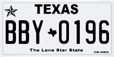 TX license plate BBY0196