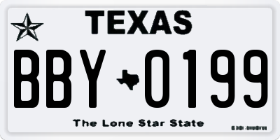 TX license plate BBY0199