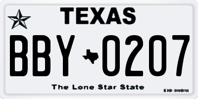 TX license plate BBY0207