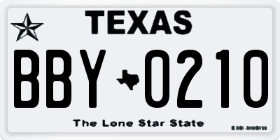 TX license plate BBY0210