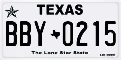 TX license plate BBY0215