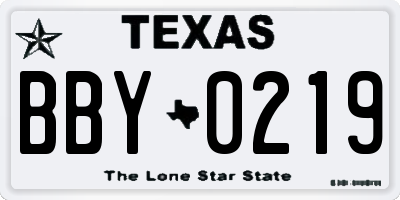 TX license plate BBY0219