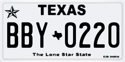 TX license plate BBY0220