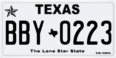 TX license plate BBY0223