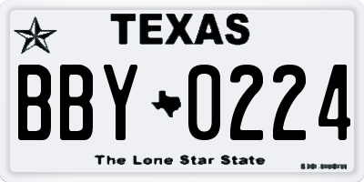 TX license plate BBY0224