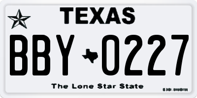TX license plate BBY0227