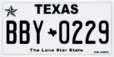 TX license plate BBY0229