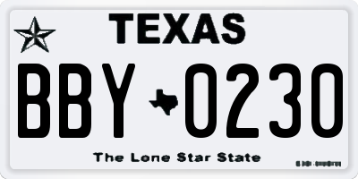 TX license plate BBY0230