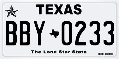 TX license plate BBY0233