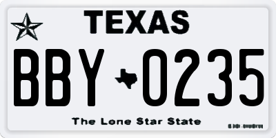 TX license plate BBY0235
