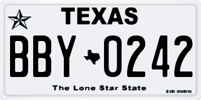 TX license plate BBY0242