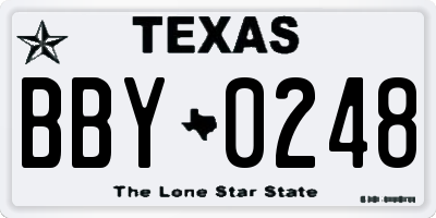 TX license plate BBY0248