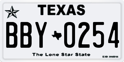 TX license plate BBY0254