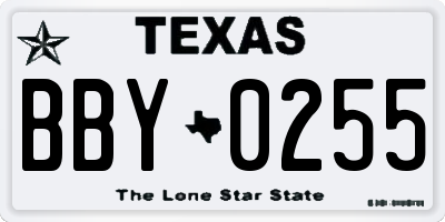 TX license plate BBY0255