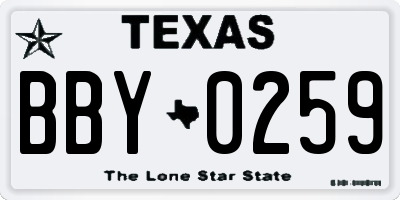 TX license plate BBY0259