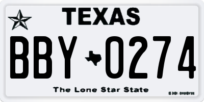 TX license plate BBY0274