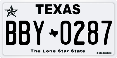 TX license plate BBY0287