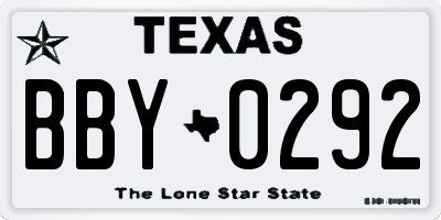 TX license plate BBY0292