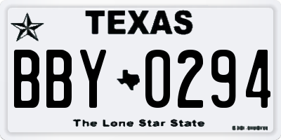 TX license plate BBY0294