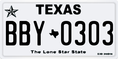 TX license plate BBY0303