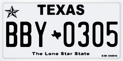 TX license plate BBY0305