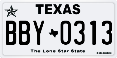 TX license plate BBY0313