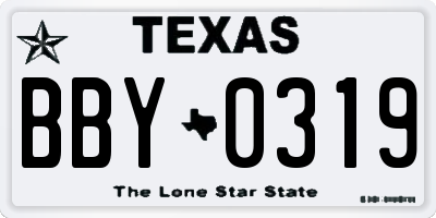 TX license plate BBY0319