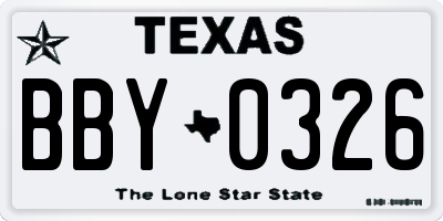 TX license plate BBY0326