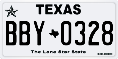 TX license plate BBY0328