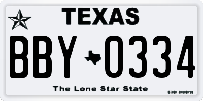 TX license plate BBY0334