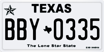 TX license plate BBY0335