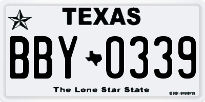 TX license plate BBY0339
