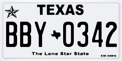 TX license plate BBY0342