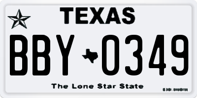 TX license plate BBY0349
