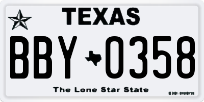 TX license plate BBY0358