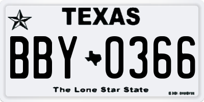 TX license plate BBY0366