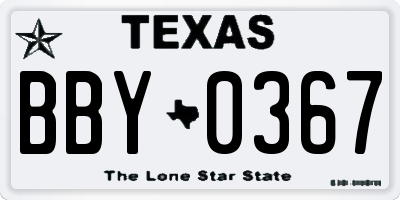 TX license plate BBY0367