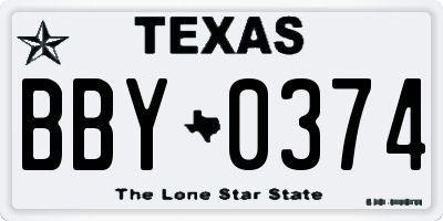 TX license plate BBY0374