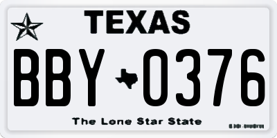 TX license plate BBY0376