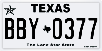 TX license plate BBY0377